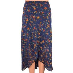 NEW Madewell Women's Blue Asymmetrical High low Floral Print Calf Length Skirt 6